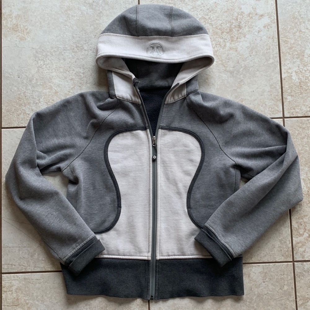 Lululemon Athletica Gray and White Zip Up Hoodie